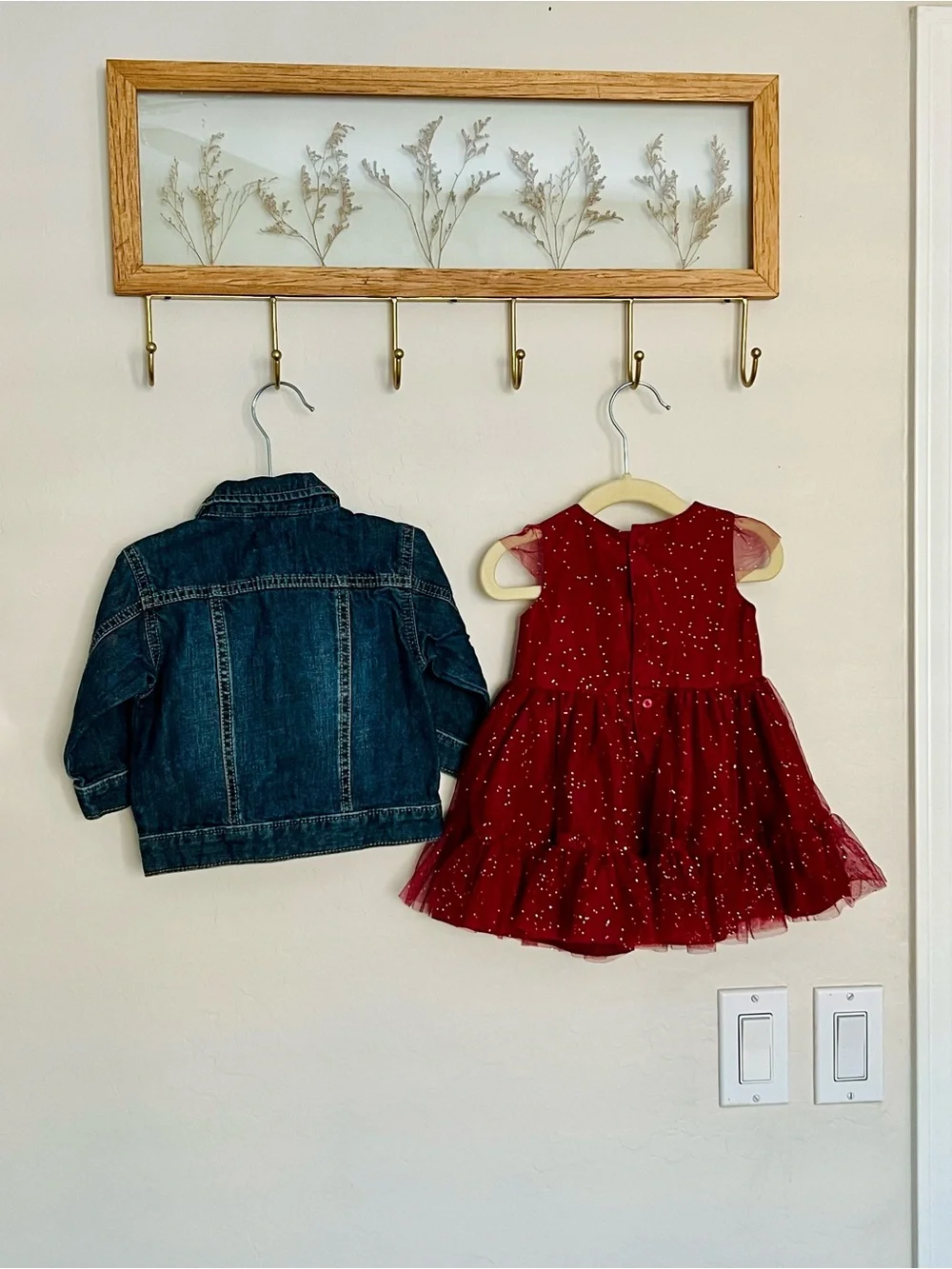 Carter’s 9M Burgundy Holiday Dress & Children’s Place Denim Jacket Bundle